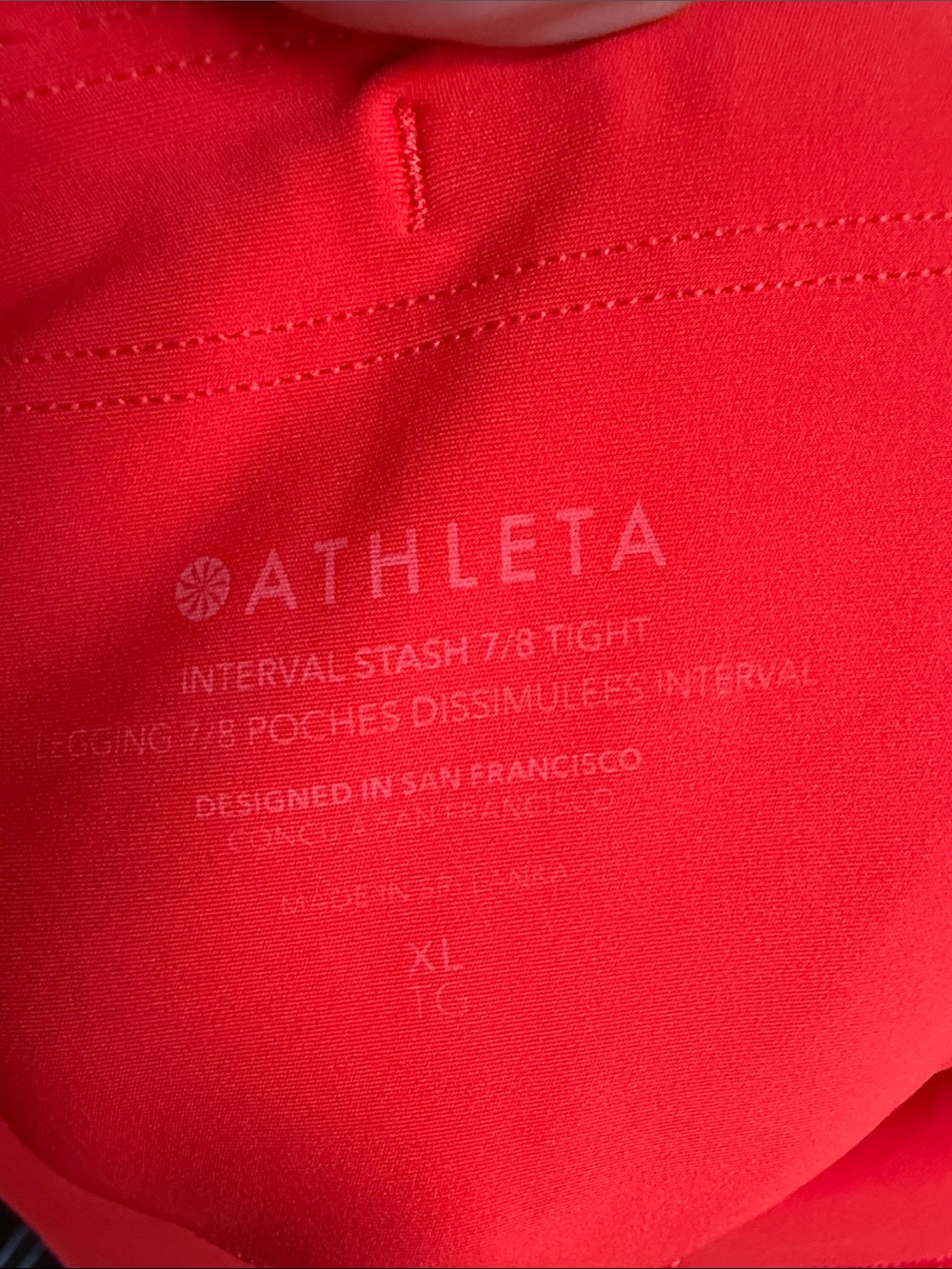 Athleta Bright Red High-Rise Capri Leggings with Side Pockets - Picture 2 of 3